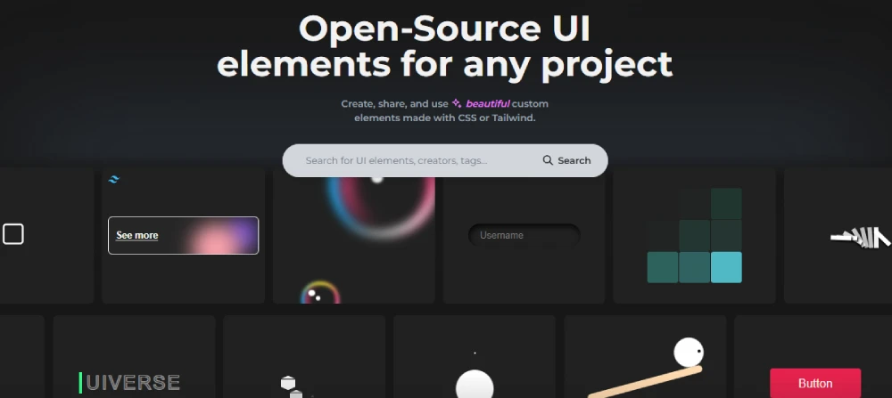 Explore 3000+ Free UI Elements on Uiverse.io for Web Design