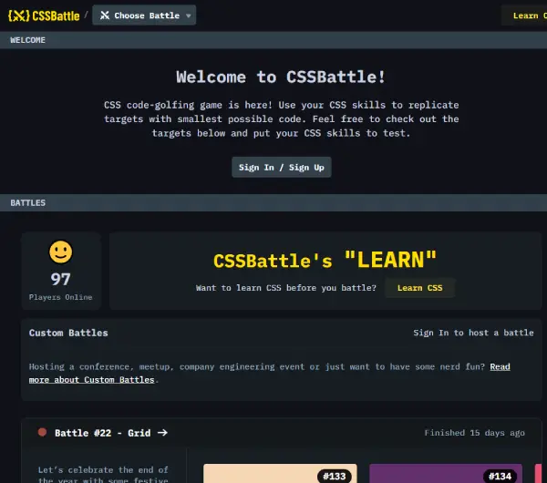 CSS Battle - interactive game