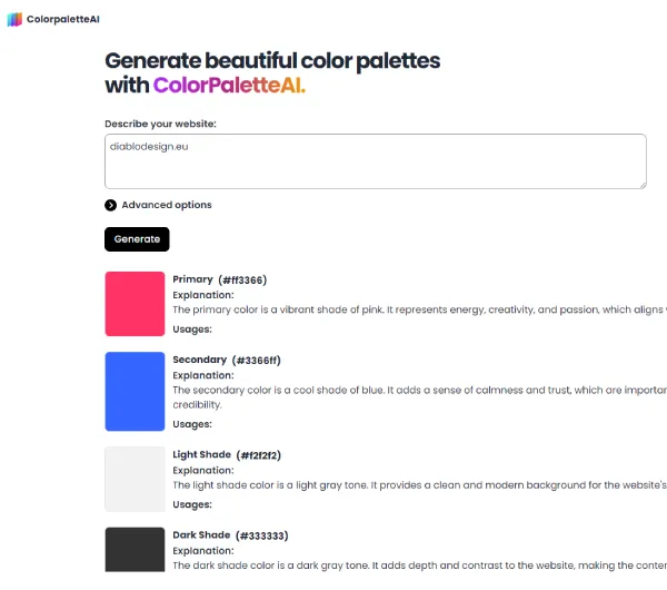 ColorPaletteAI, an AI-powered tool, generates customized color palettes from website descriptions, ideal for designers and developers.
