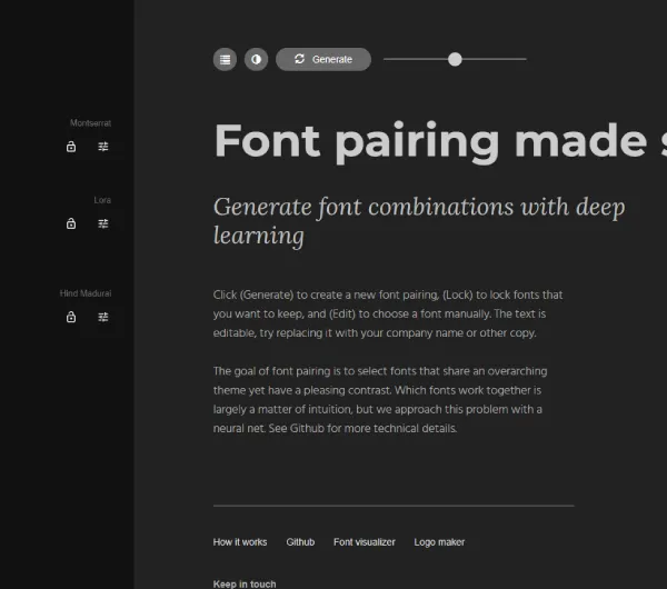 Fontjoy - A Tool for Generating Font Combinations for Graphic Design Projects and Websites