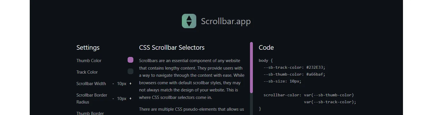 Scrollbar.app - Create Custom Scrollbars for Your Website with Ease.