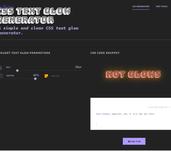 CSSBud's CSS Text Glow Generator