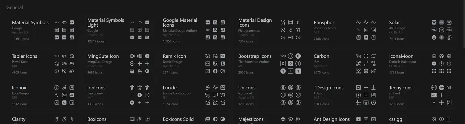 Overview of Icones.js.org, featuring a wide range of customizable, open-source SVG icons for web and application development