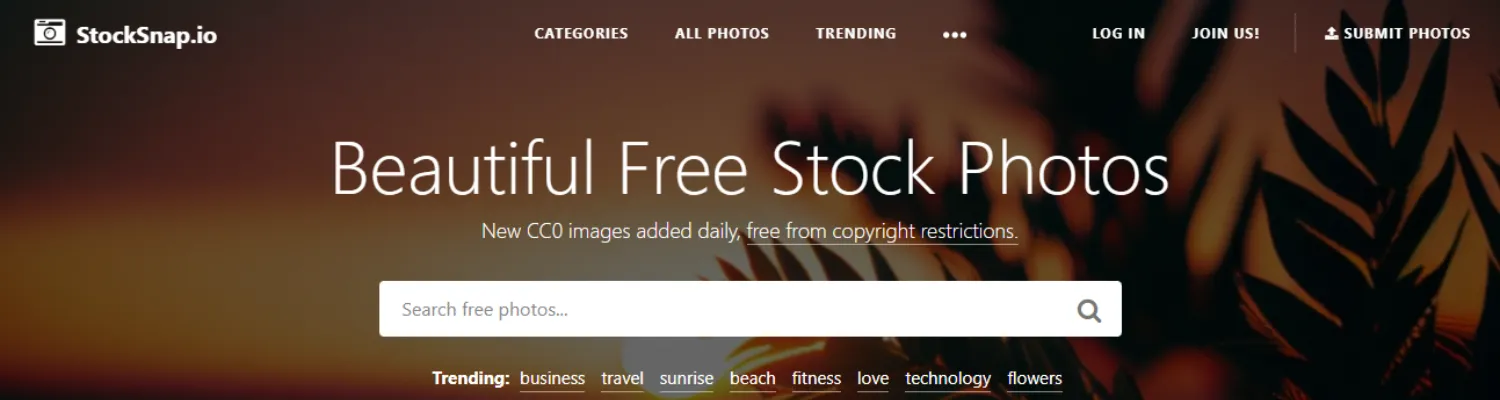 StockSnap.io is a website offering free, high-quality photos that can be used for commercial