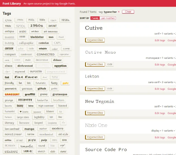 A collection of open-source fonts from Font Library used in web and print design for creative projects.