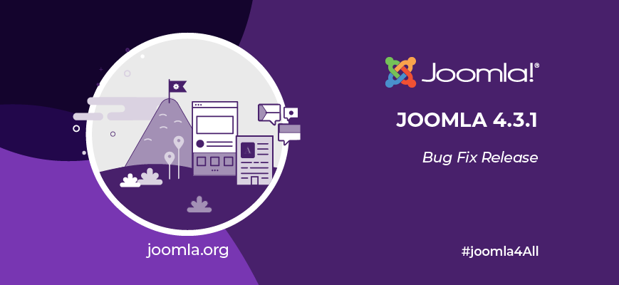 Joomla 4.3.1 Guided Tours Interface: a user navigating through the platform with the help of interactive tour bubbles explaining key features.