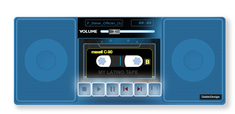 Box mockup of Retro Player Pro – a free Joomla module compatible with Joomla 5 and 6, featuring a glowing retro cassette player design with music notes