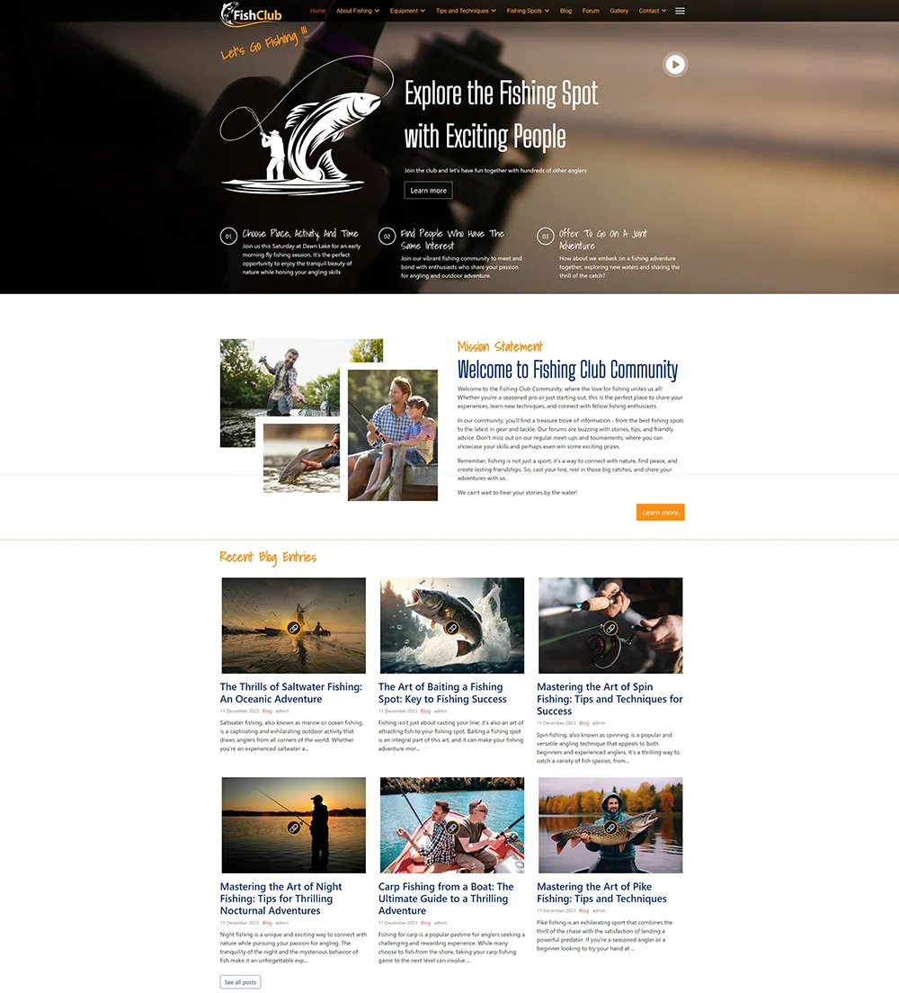 The FishClub Joomla template