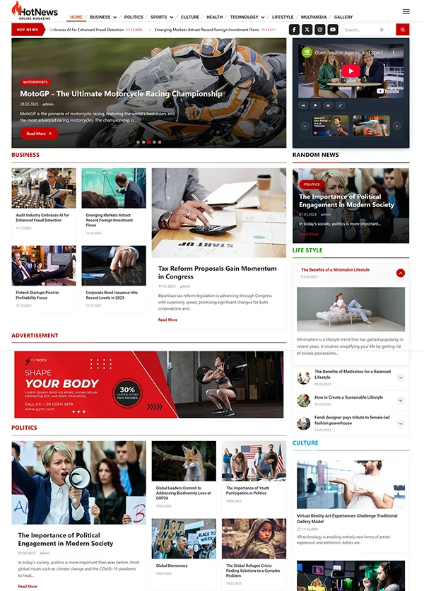 Creative website design layout featuring a cartoon character with a devilish design theme on the left, a homepage interface with nature and fishing content in the center, and a dynamic illustration of a fisherman catching a large fish on the right.