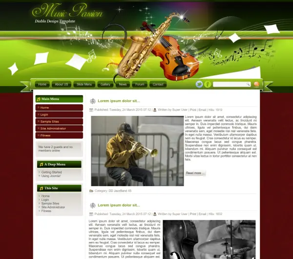 image joomla 3 template MUSIC PASION