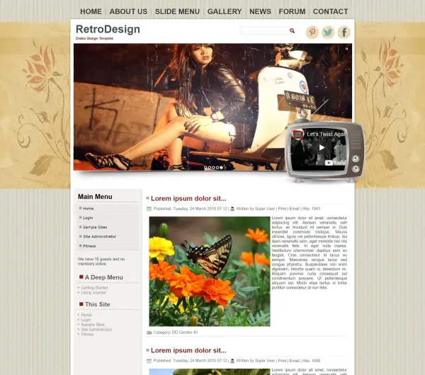 image joomla 3 template RETRO DESIGN