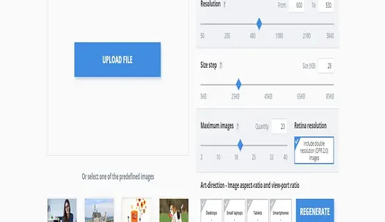 Screenshot of the breakpoints generator tool showcasing how it calculates optimal image dimensions for responsive web design.