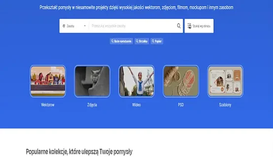 Screenshot of Freepik homepage showcasing various graphic resources available.